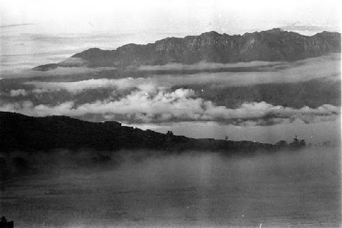 Samuel Putnam negatives, New Guinea;  early morning; mist in valley.