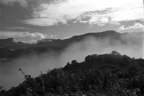 Samuel Putnam negatives, New Guinea; mist in the valley.