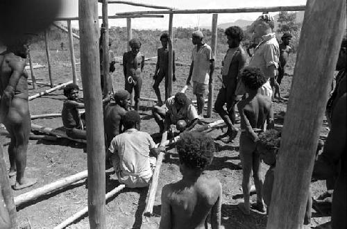 Samuel Putnam negatives, New Guinea; Kibit Silimo;  RC mission putting up a school at Kibit Silimo.