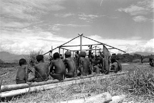 Samuel Putnam negatives, New Guinea;  RC mission putting up a school at Kibit Silimo.