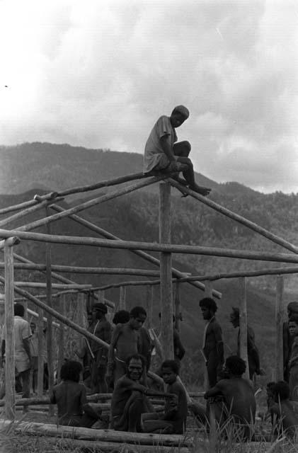 Samuel Putnam negatives, New Guinea;  view of the school being put up