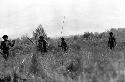 Samuel Putnam negatives, New Guinea; 4 young men running with spears or bows and arrows