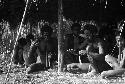 Samuel Putnam negatives, New Guinea; group of men knitting nyeraken are under an olea