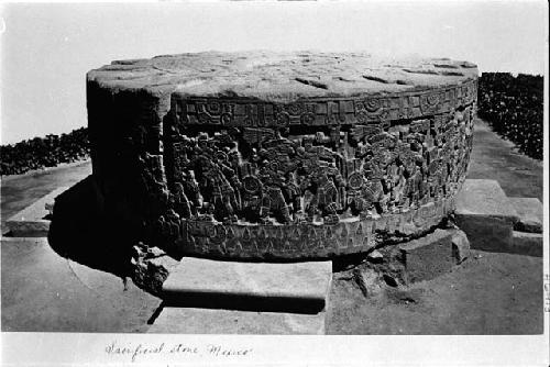 Carved altar/sacrificial stone. Side view.