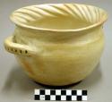 Ceramic vessel, flared rim with interior ripple pattern, 2 incised handles