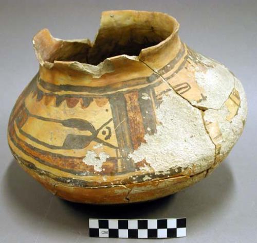 Restorable san bernardino polychrome pottery jar