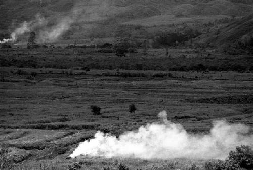 Samuel Putnam negatives, New Guinea; from the Tukumba; large fire burning down in the direction of Hulibara