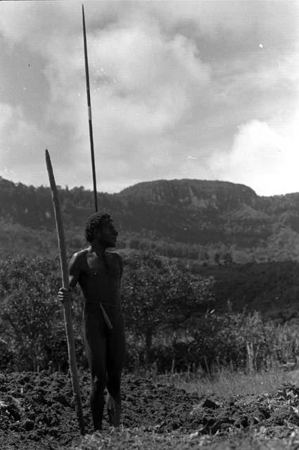 Samuel Putnam negatives, New Guinea; Tue working in a garden