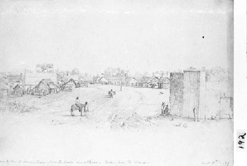 Drawing of entrance to San Antonio from the south via Alamo