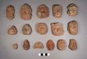 16 pottery head effigues
