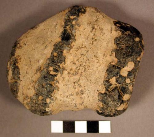 Stone ceremonial object-fetish, cobble, banded, differential erosion of layers;