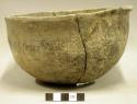 Ceramic complete vessel, plain bowl, two scalloped handles