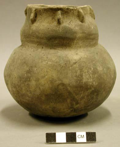 Ceramic vessel, double lobed, 7 protrusions around neck, 1 sherds inside