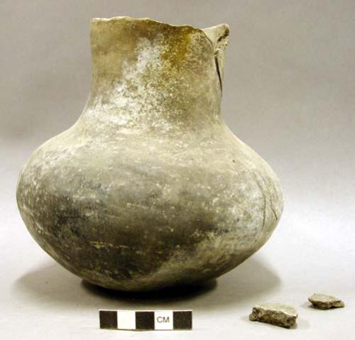 Ceramic jar, medium flared neck, 2 sherds inside.