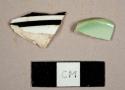 Miscellaneous earthenware sherds, including one with green glaze and one black banded annular ware sherd