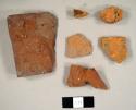 Brick fragments, some handmade, and one lead glazed redware sherd