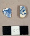 Whiteware sherds with blue transfer print