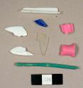 20th century colorless, white, green, and pink plastic debris