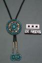 Silver and turquoise clusterwork bolo tie