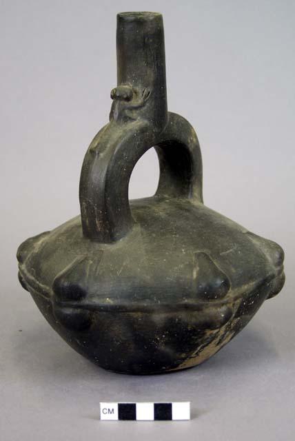 Jar, black ware, stirrup spout