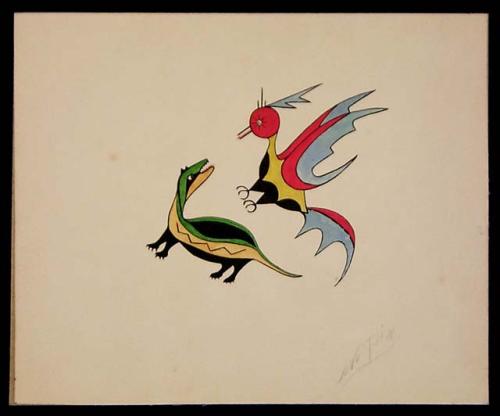 Painting of raptor and quadruped