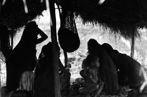 Samuel Putnam negatives, New Guinea; women and children under an olea (garden)
