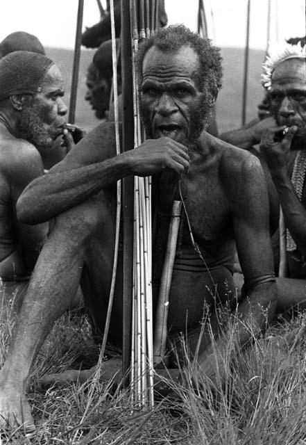 Samuel Putnam negatives, New Guinea; Alugu waits on the Tokolik with his bow and arrow