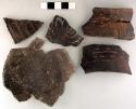 Ceramic sherds, rim/body, incised design, repaired