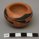 Small pot, red with black design