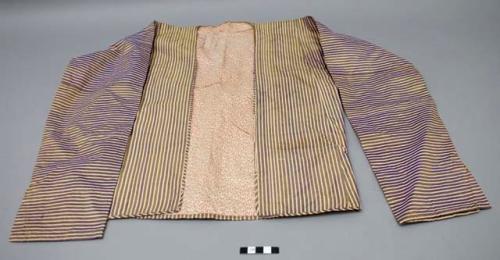 Woman's jacket; striped fabric; small floral patterned lining; Qajar Dynasty