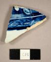 Whiteware sherd with blue and white transfer print decoration