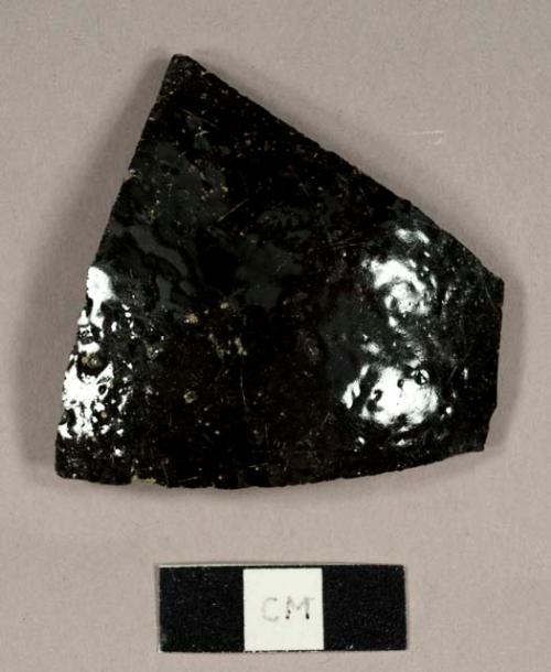 Jackfield-type ware sherd with black lead glaze on interiour and exterior