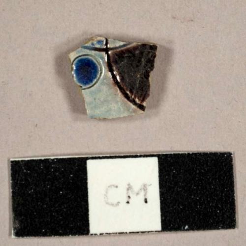 Rhenish stoneware sherd with cobalt, manganese, and incised decorations