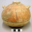 Kayenta polychrome pottery small-mouthed jar with 2 pierced lugs