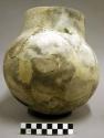 Ceramic jar, straight neck, rounded base, reconstructed
