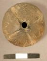 Biconical spindle whorl with bore through apices of cones & 4 incisions on each