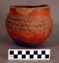 Bowl or dish, pottery, with raised ornament