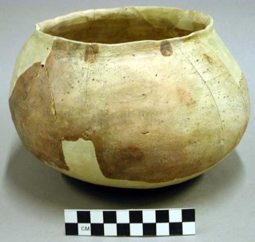 Restorable san bernardino yellow pottery bowl