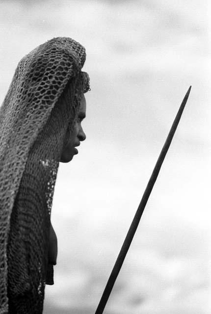 Samuel Putnam negatives, New Guinea;  woman watching Etai