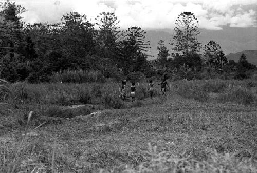 Samuel Putnam negatives, New Guinea; women going on their way to Etai; have stopped to put on clay