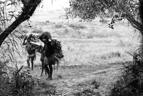 Samuel Putnam negatives, New Guinea; women walking near the entrance to the salt wells