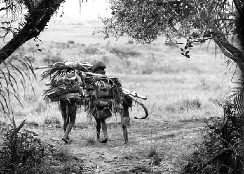 Samuel Putnam negatives, New Guinea; women walking near the entrance to the salt wells