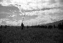 Samuel Putnam negatives, New Guinea; warriors dancing on their way to the Liberek