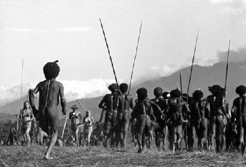 Samuel Putnam negatives, New Guinea; men and women dancing on Liberek