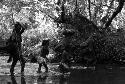 Samuel Putnam negatives, New Guinea; women and children crossing the Elokhere River