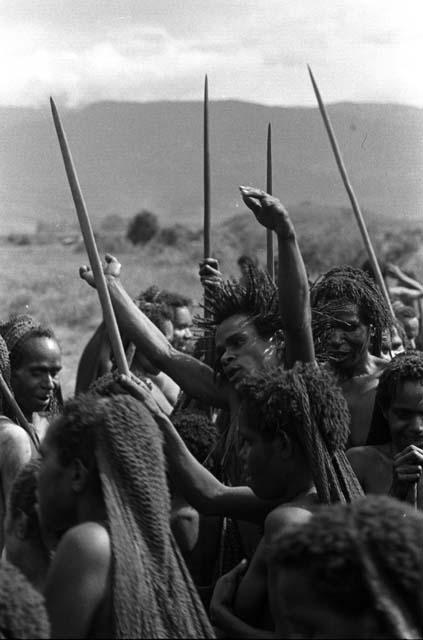 Samuel Putnam negatives, New Guinea; group of women dancing the simple figure