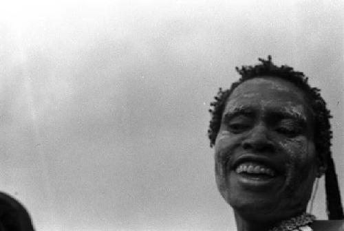 Samuel Putnam negatives, New Guinea; face of one woman dancing on Liberek