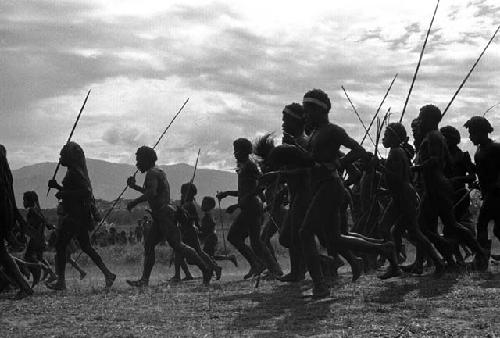 Samuel Putnam negatives, New Guinea; men's group dancing on the Liberek