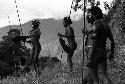 Samuel Putnam negatives, New Guinea; several warriors shouting at the enemy