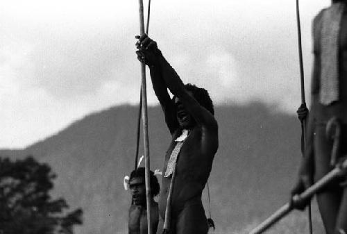 Samuel Putnam negatives, New Guinea; men screaming at the enemy